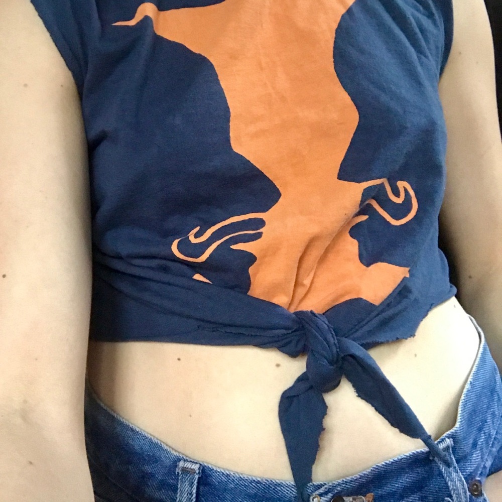 2 for $10! Vintage t-shirt two faced tie crop top